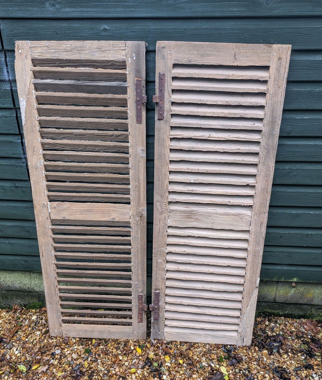 1950s Pair french farmhouse shutters