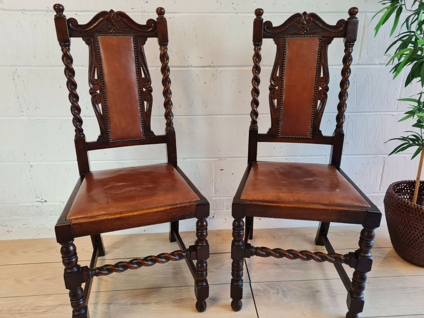 TWO END TABLE BARLEY TWIST CHAIRS