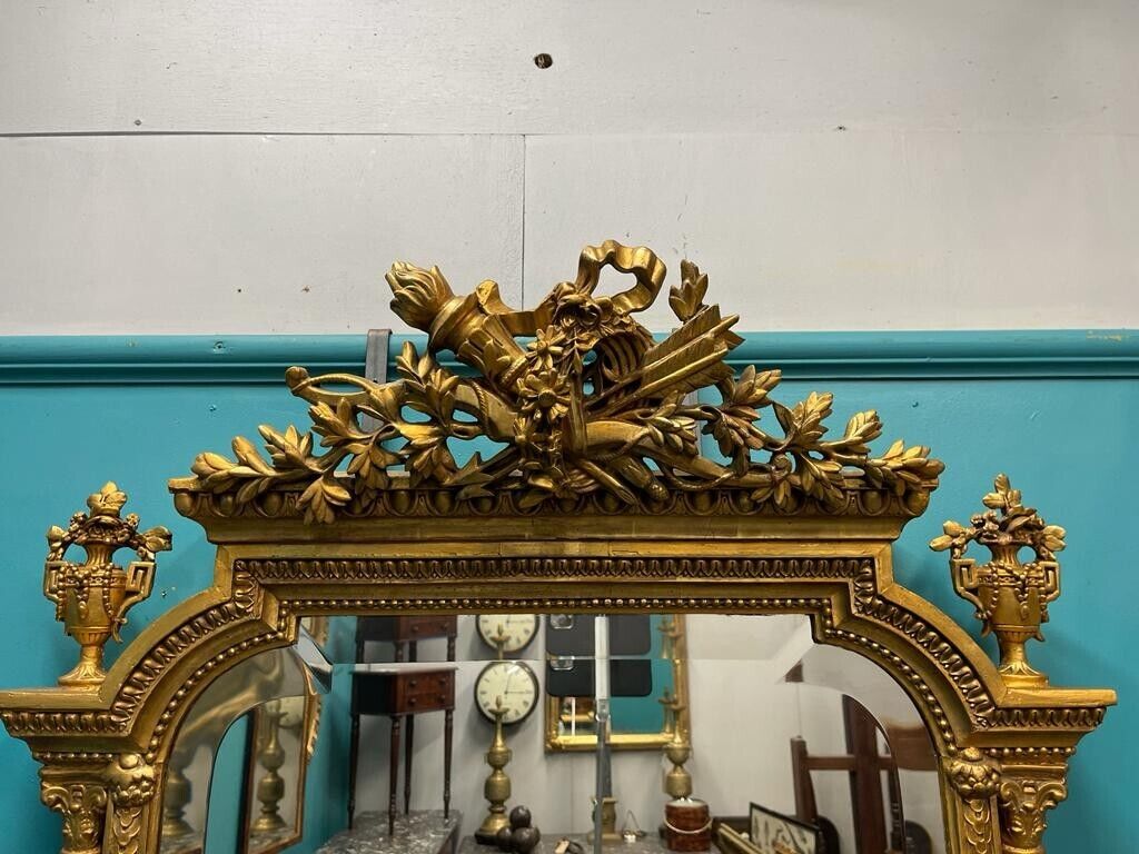 Sensational french Napoleon 3rd arrow & crest gilt bevelled edge mirror