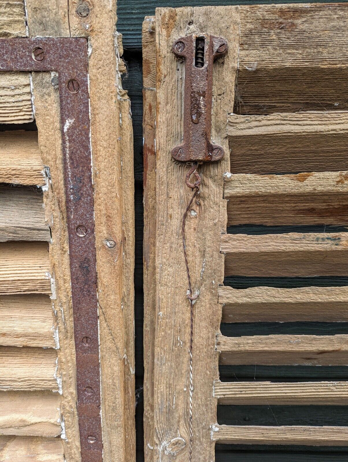 1950s Pair french farmhouse shutters