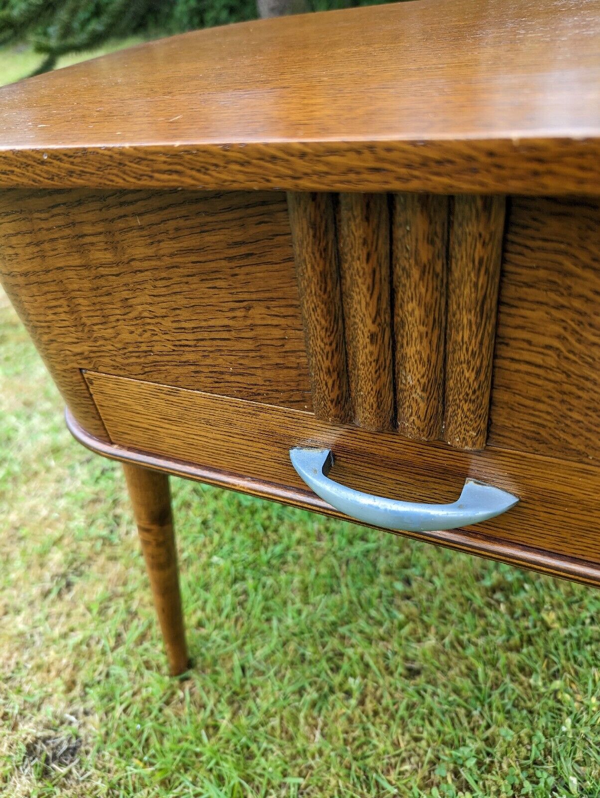 Antique oak splayed leg 20th century sewing table