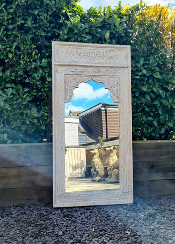 Fantastic rustic hand carved raja mirror - Free UK Delivery
