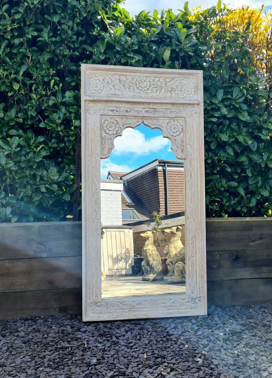 Fantastic rustic hand carved raja mirror - Free UK Delivery