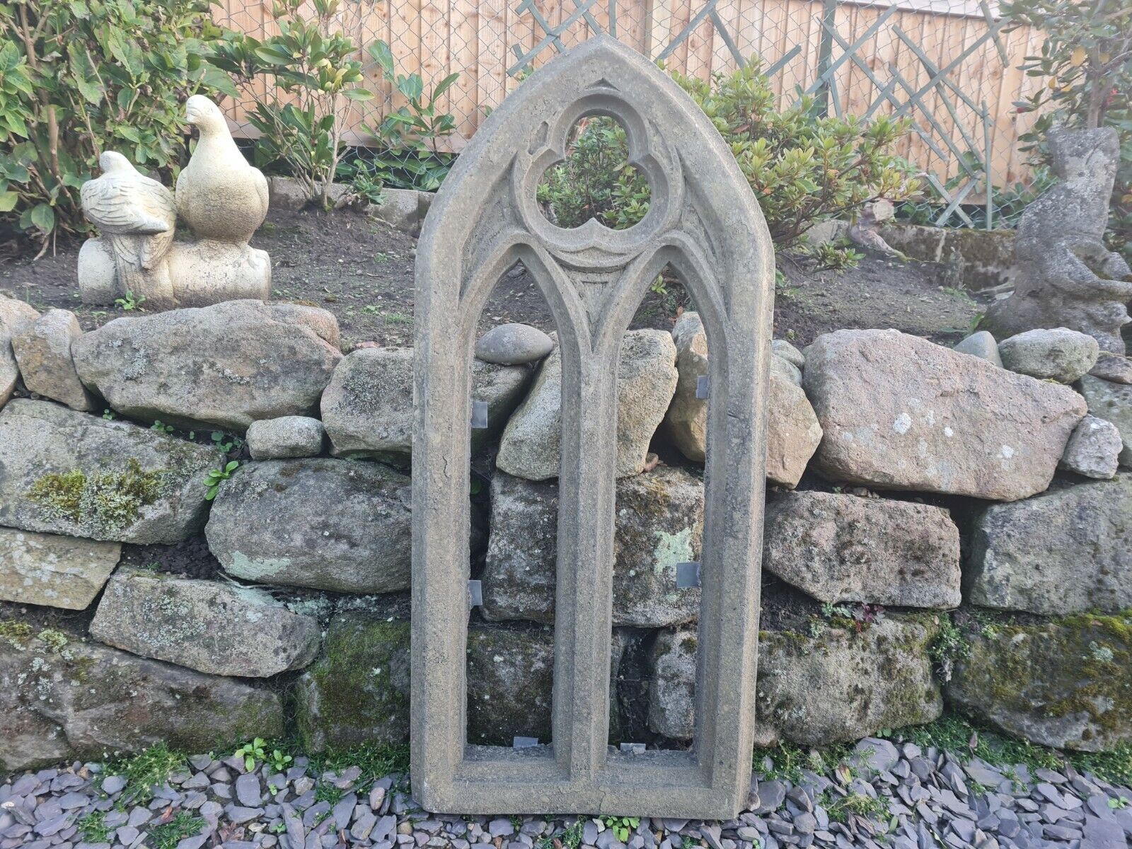 Small church window garden ornament English stone - Free UK Delivery