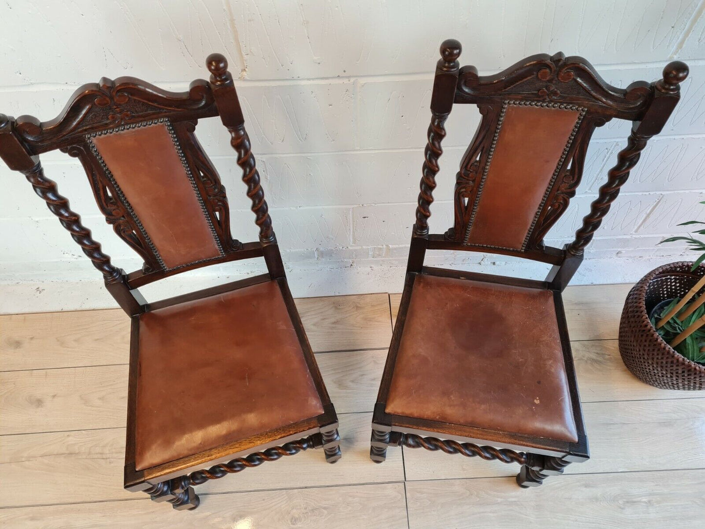 TWO END TABLE BARLEY TWIST CHAIRS