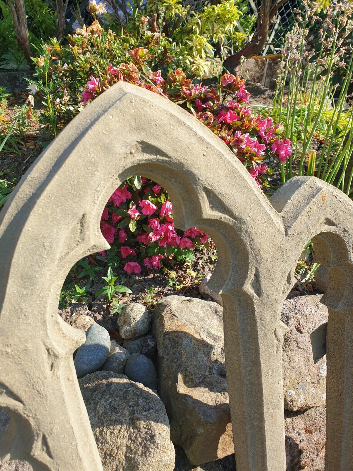 Church triple Arch window garden ornament English stone