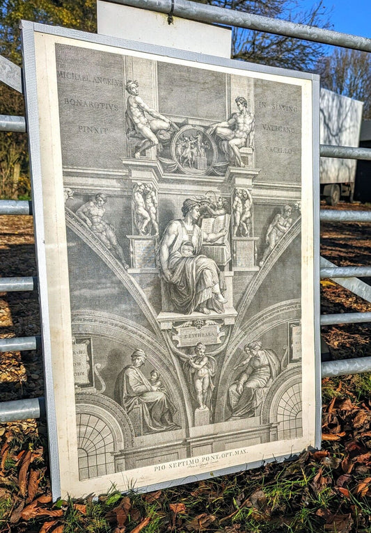 Cool 19th C Lithiograph of Michael Angelo s Vatican - Sold