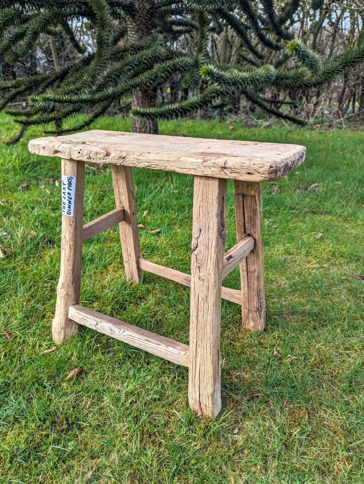 Rustic RECLAIMED VINTAGE ELM STOOL/SIDE TABLE (L.D.P) - DELIVERY AVAILABLE