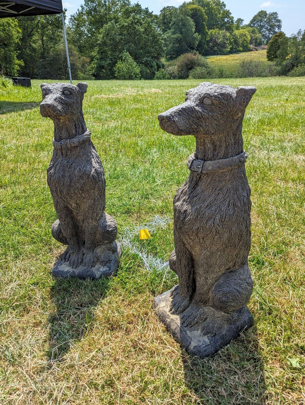 19th Century style vintage stone deer hounds