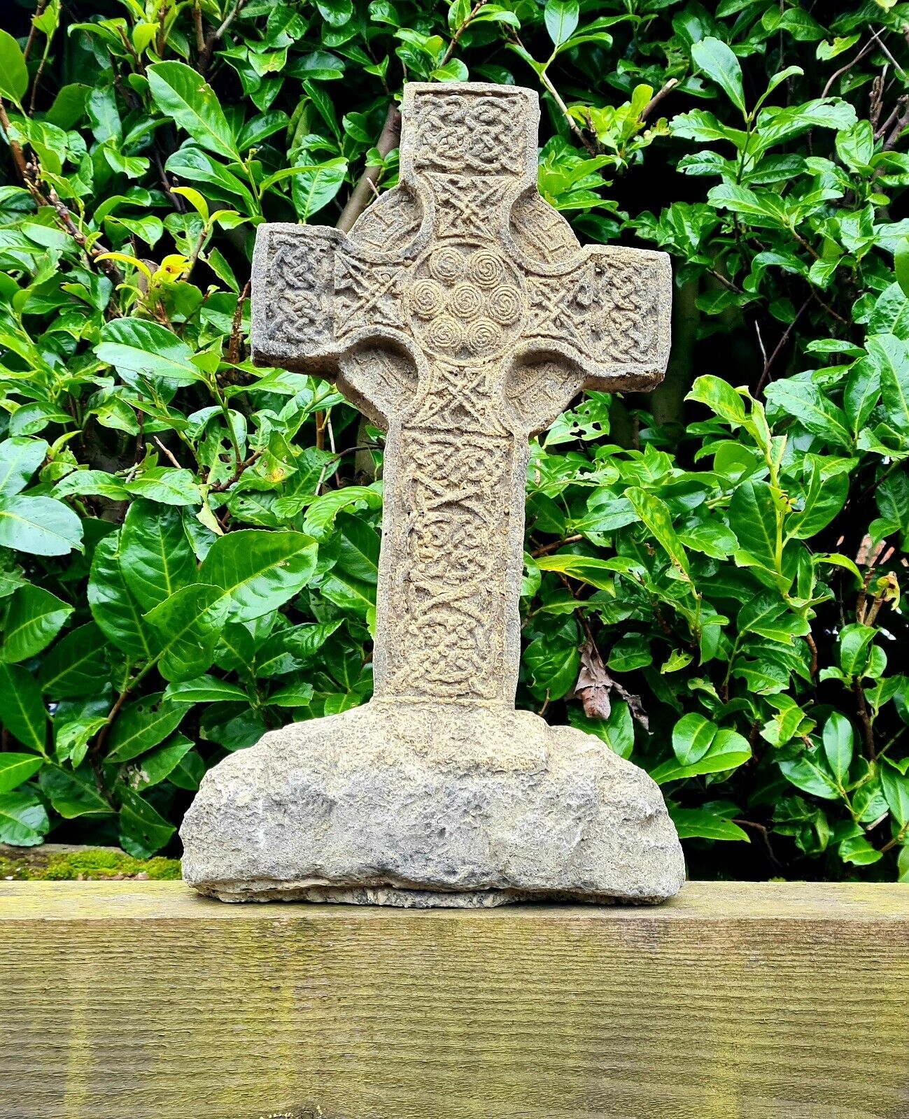 Celtic cross garden ornament English stone