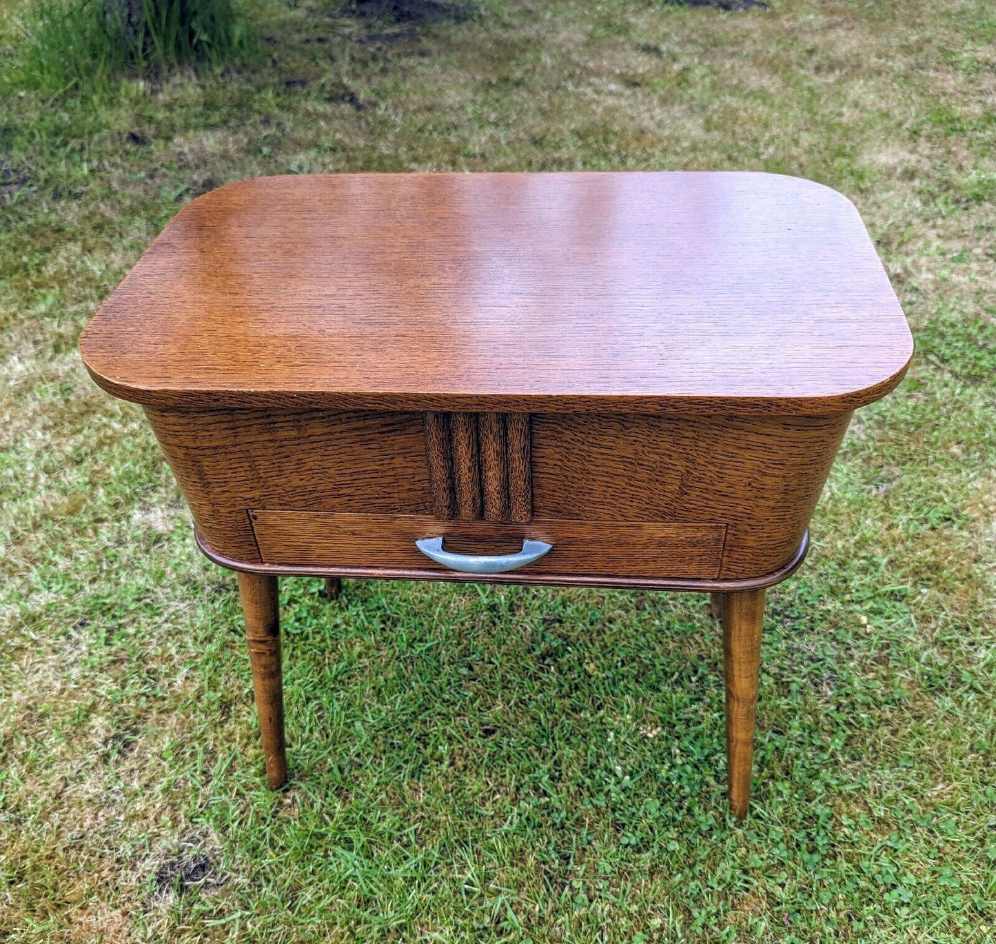 Antique oak splayed leg 20th century sewing table