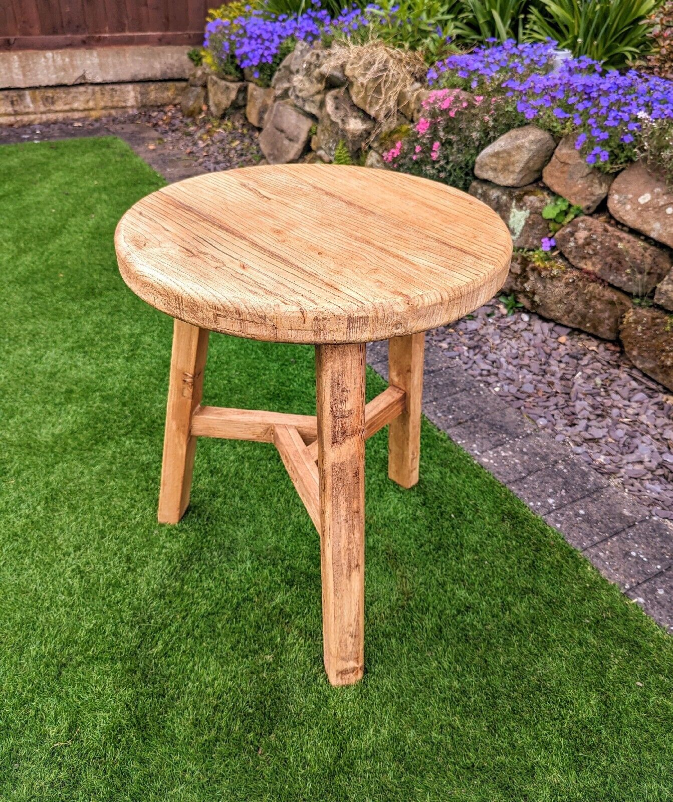 Rustic elm round coffee table