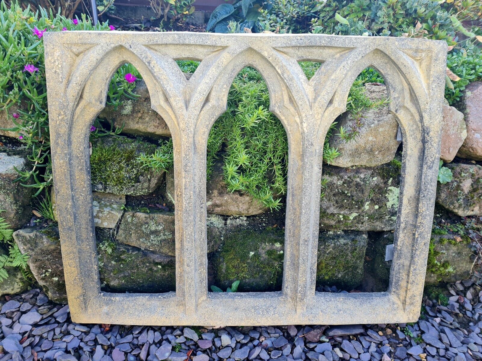 Church Triple Arch Window Vintage English Stone - Free UK Delivery