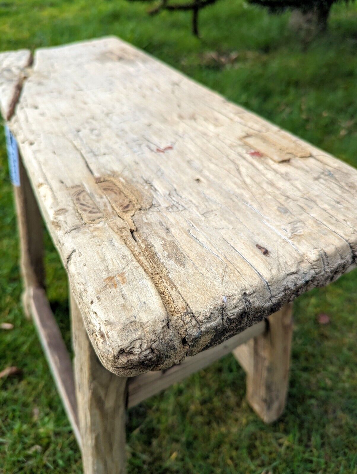 Rustic RECLAIMED VINTAGE ELM STOOL/SIDE TABLE (L.D.P) - DELIVERY AVAILABLE