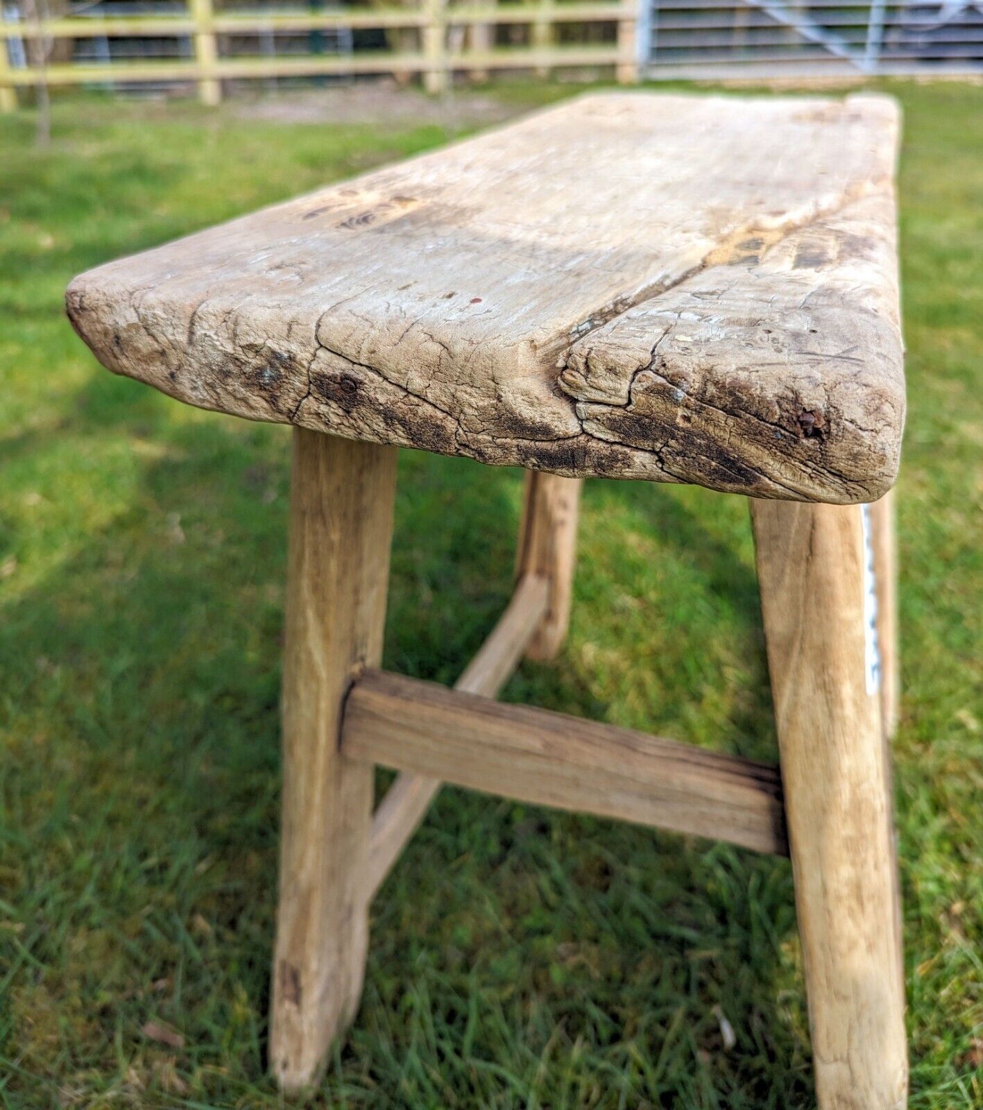 Rustic RECLAIMED VINTAGE ELM STOOL/SIDE TABLE (L.D.P) - DELIVERY AVAILABLE