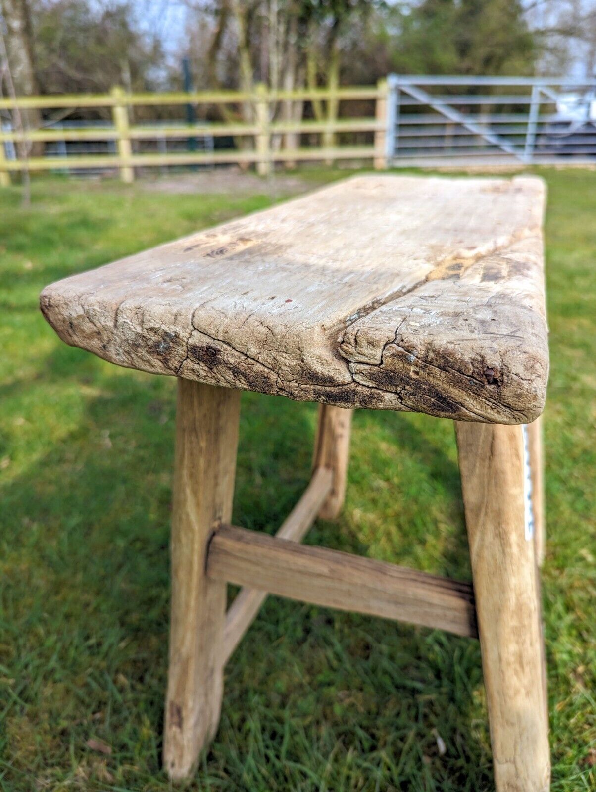 Rustic RECLAIMED VINTAGE ELM STOOL/SIDE TABLE (L.D.P) - DELIVERY AVAILABLE