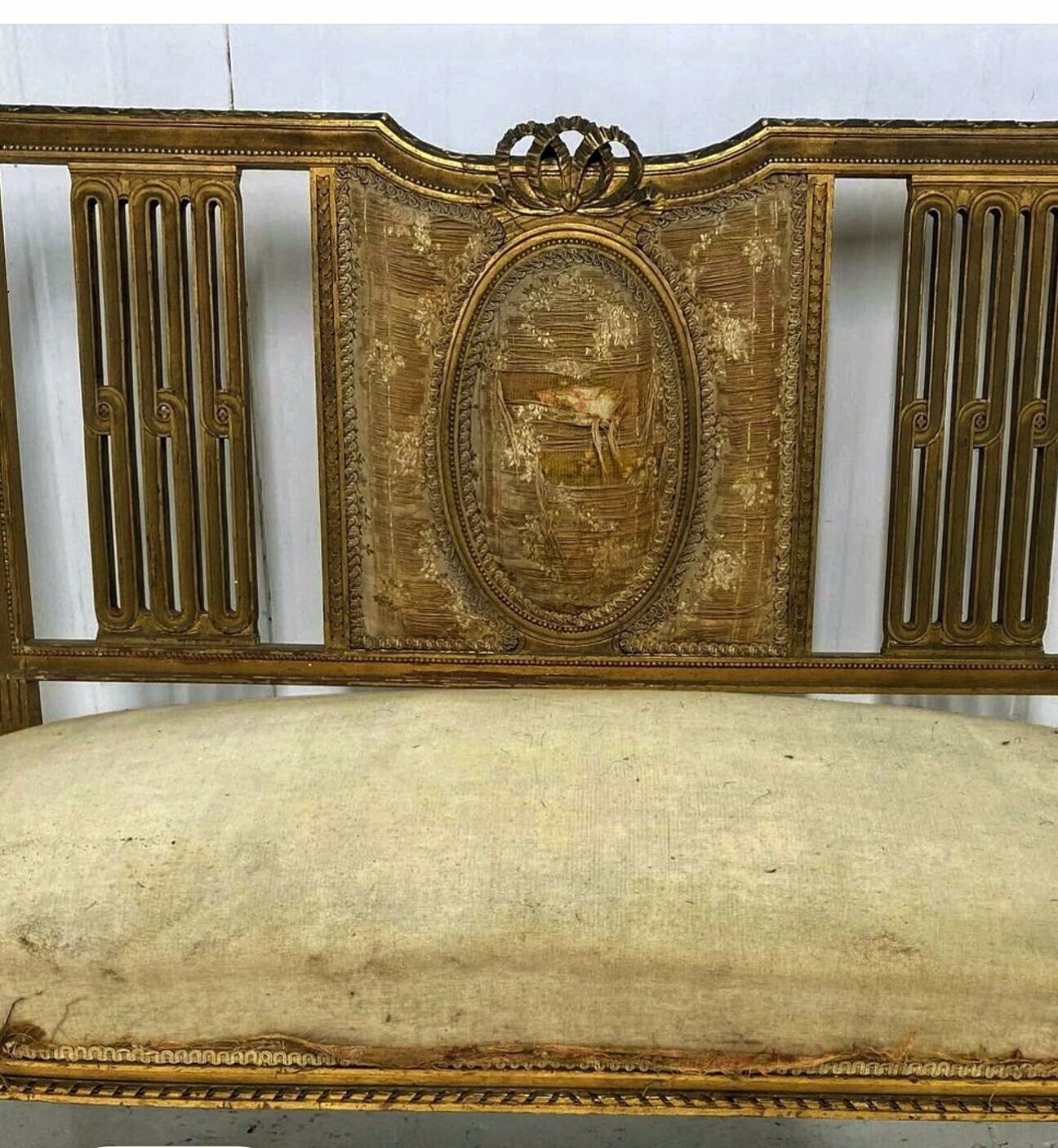 RARE ANTIQUE FRENCH EMPIRE GILDED SOFA LATE 19TH CENTURY