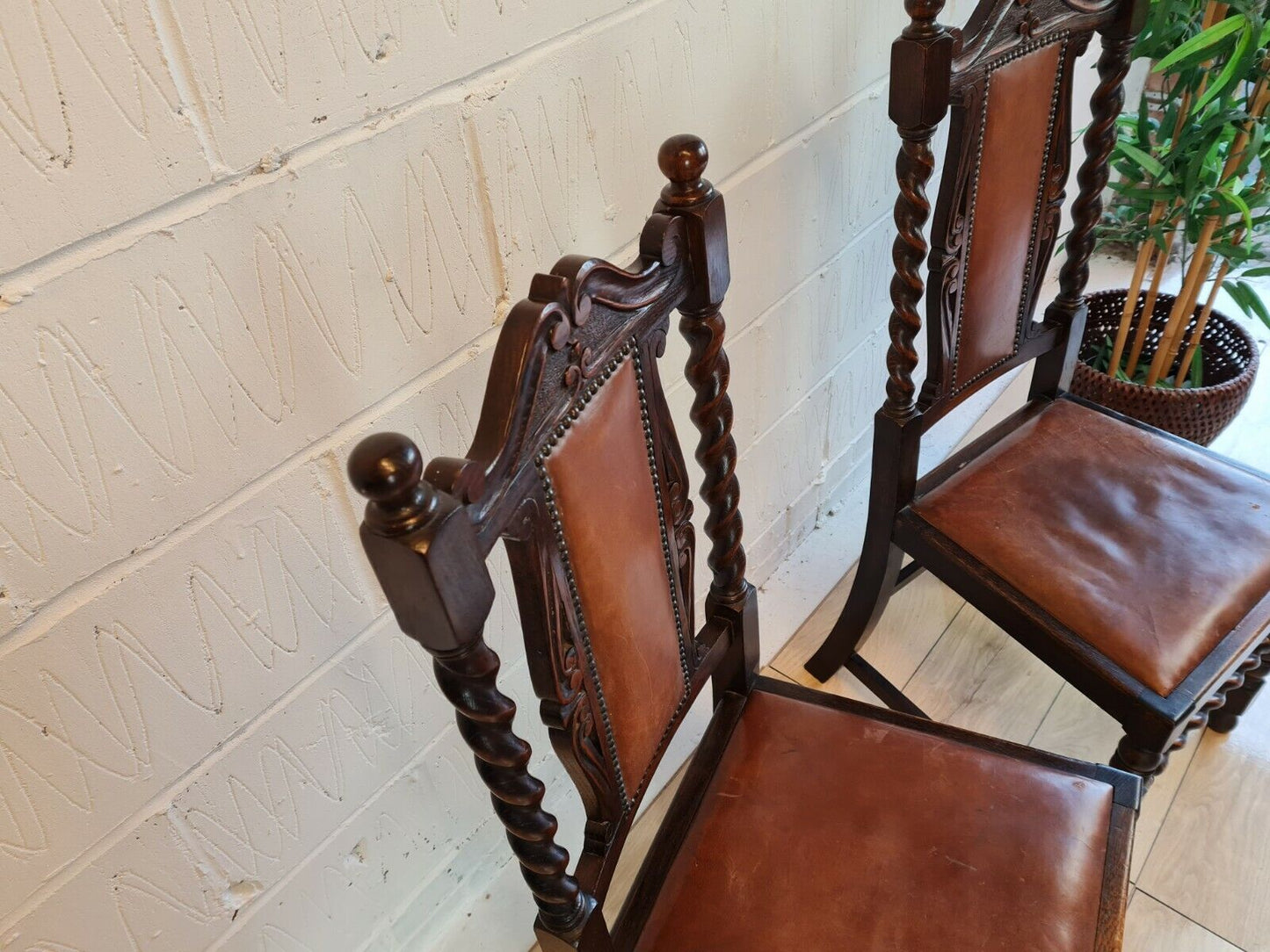 TWO END TABLE BARLEY TWIST CHAIRS