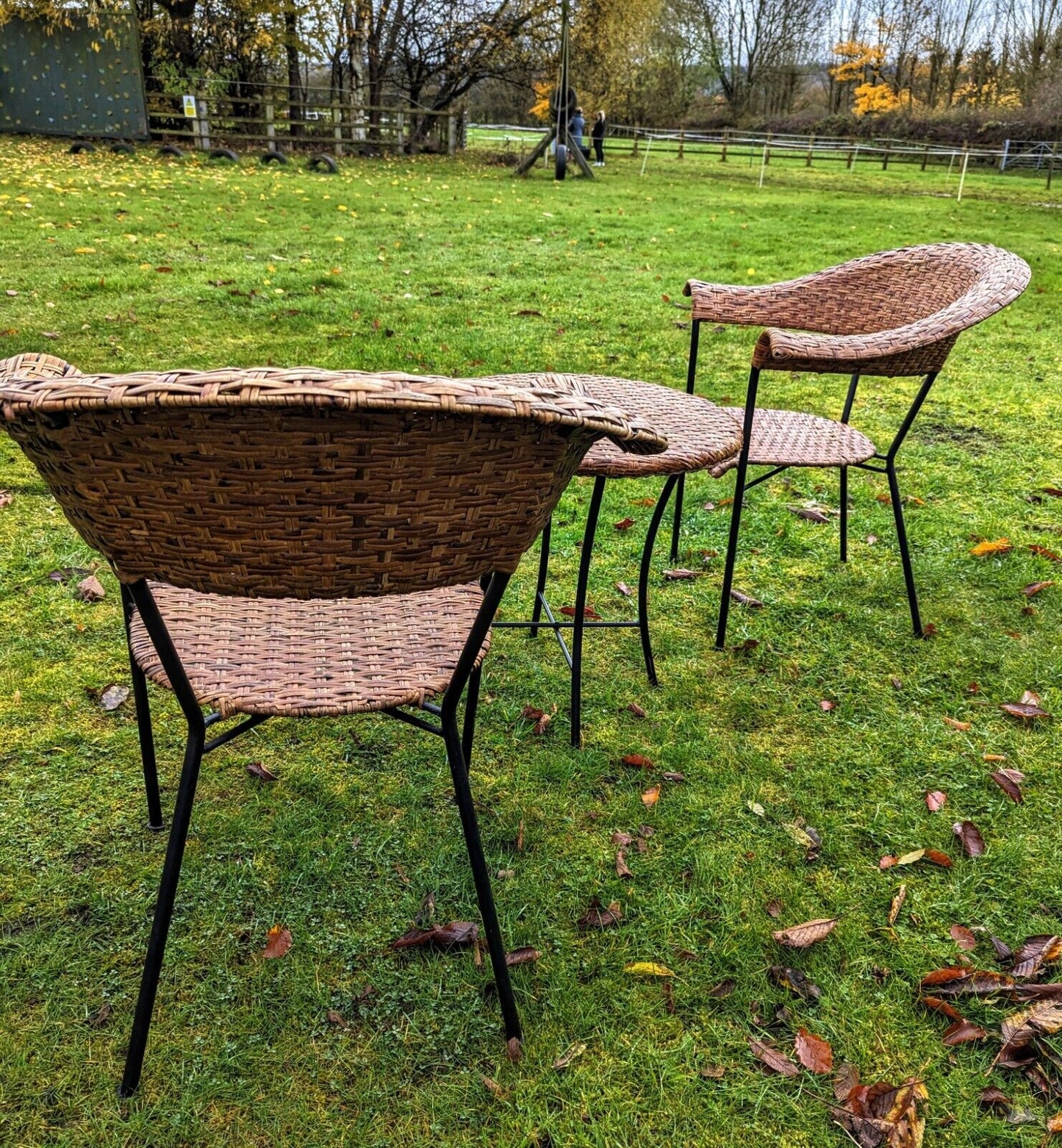 Stylish comfy 3 piece including folding table wicker garden bistro set