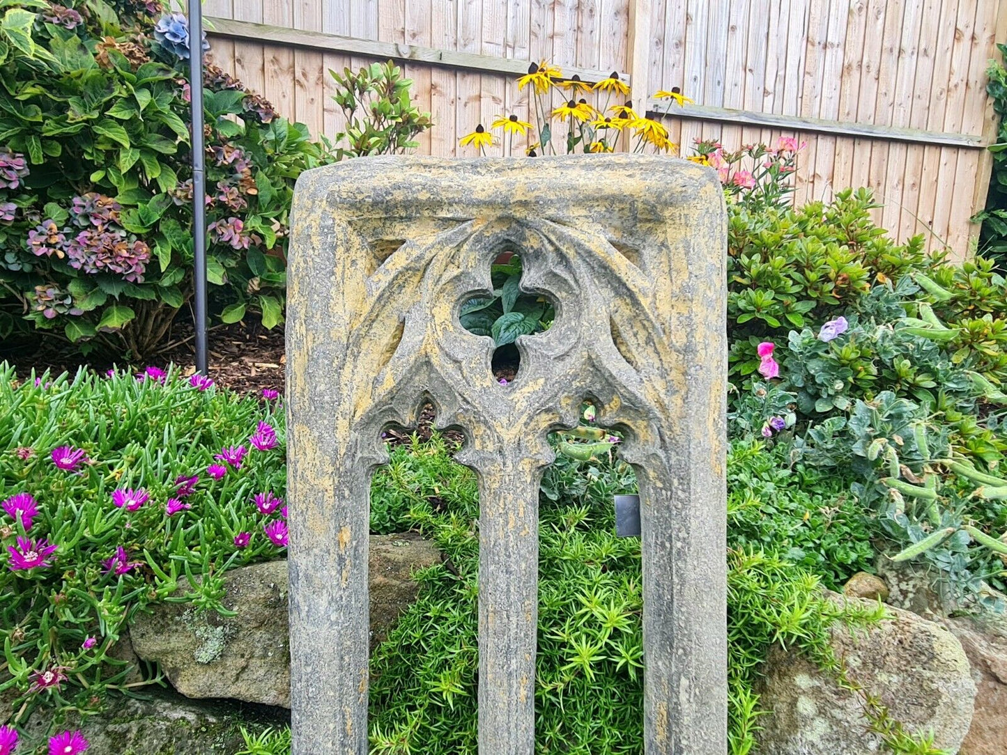 English Stone Medieval Church Double Arch Window Frame