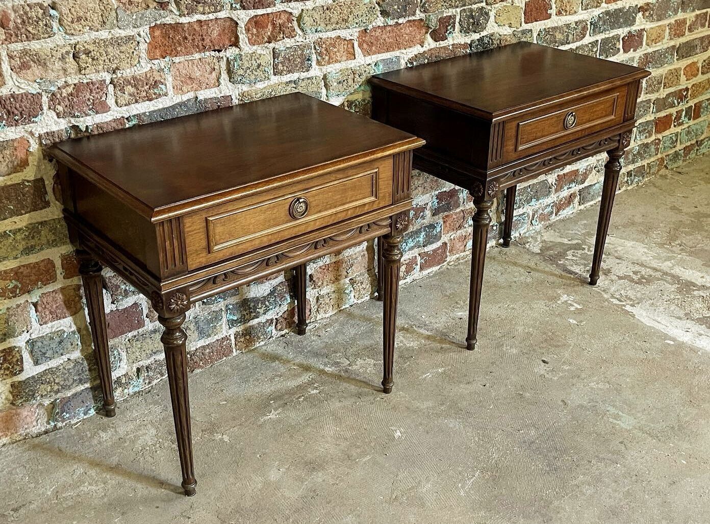 Early 20th century French glass top side tables