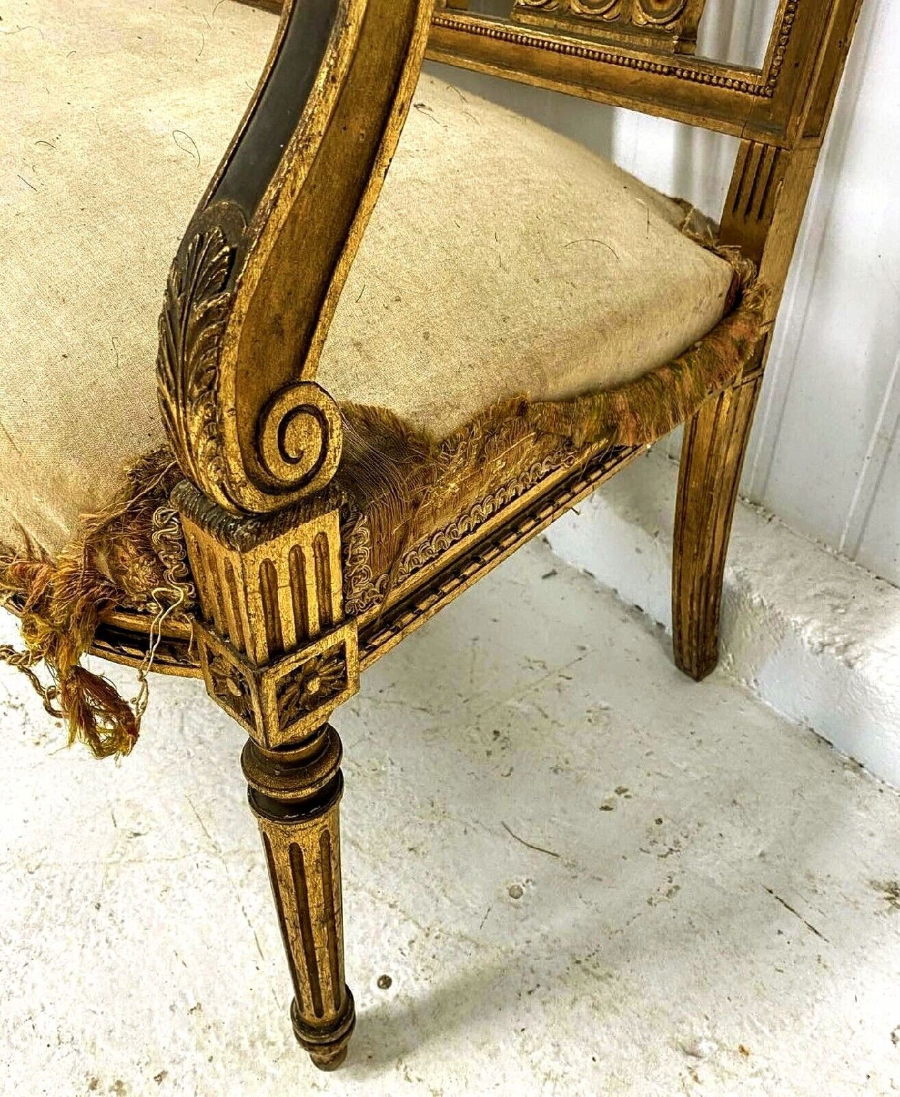 RARE ANTIQUE FRENCH EMPIRE GILDED SOFA LATE 19TH CENTURY