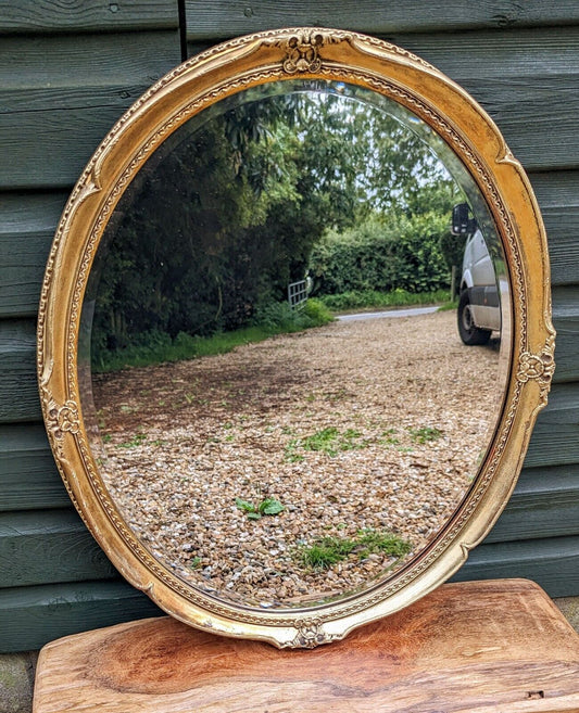 FRENCH VINTAGE OVAL GILDED MIRROR