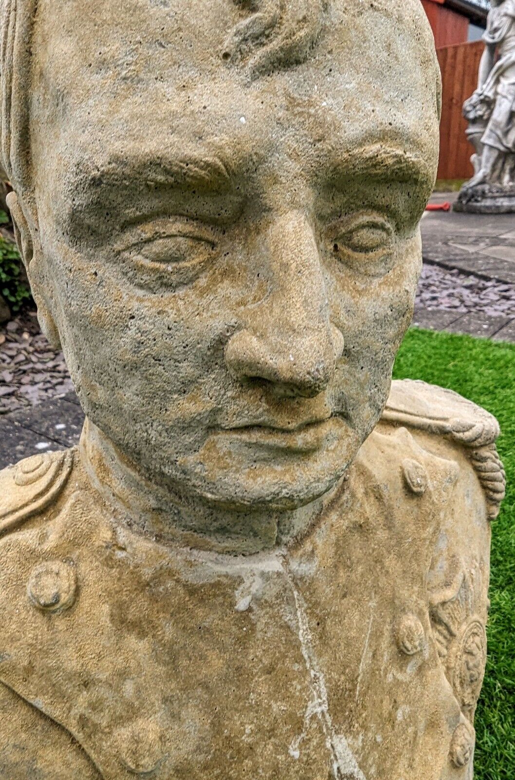 Vintage Napoleon Bonaparte Garden Bust Ornemant English Stone Delivery Available