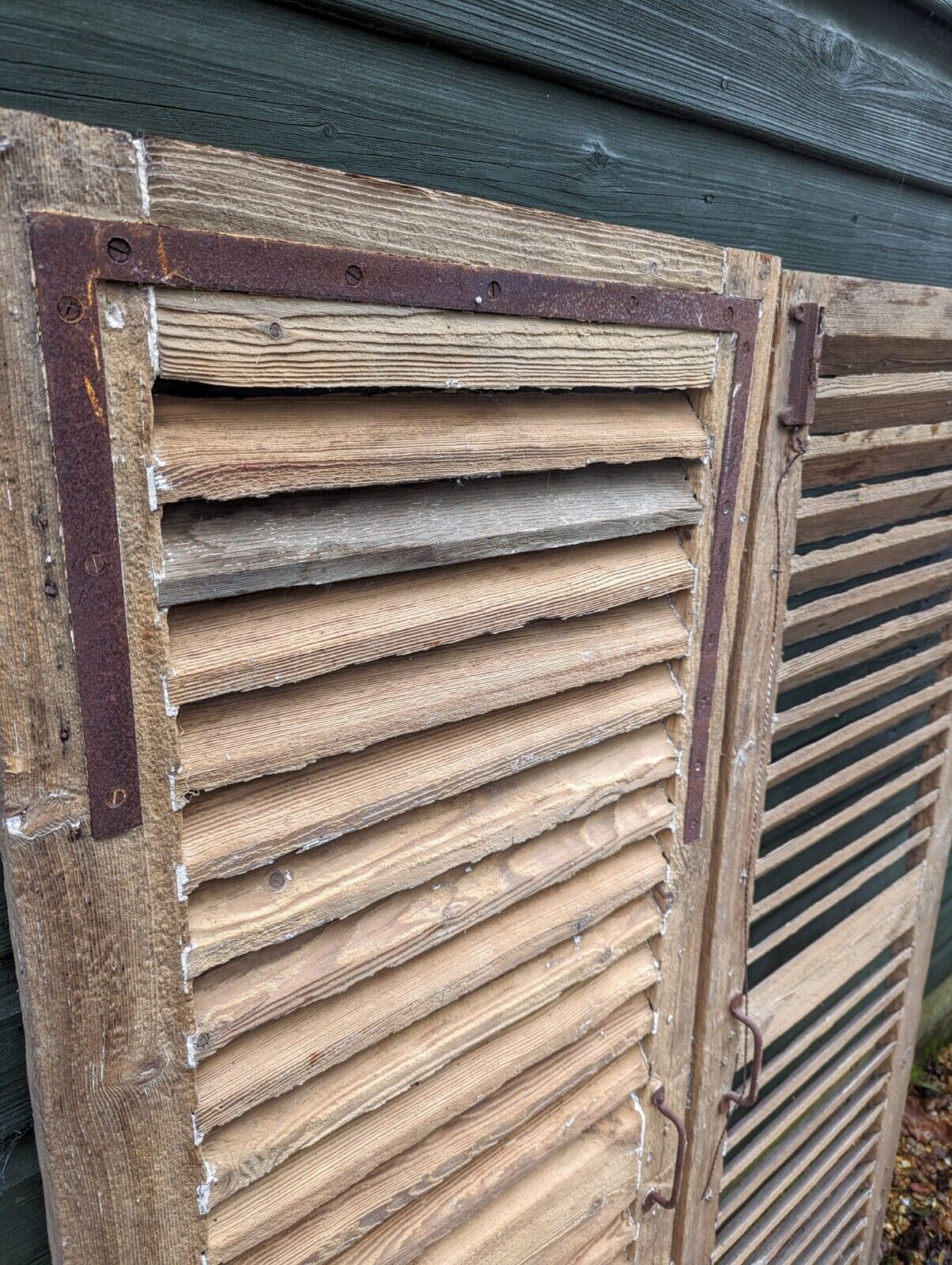 1950s Pair french farmhouse shutters