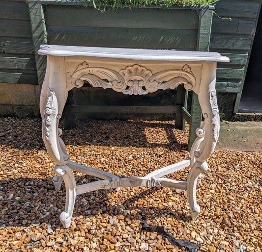 Vintage STYLE FRENCH CARVED  CONSOLE DEMI LUNE TABLE - Free UK Delivery