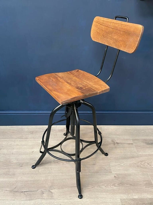 Vintage mango wood bar stool - Free UK Delivery