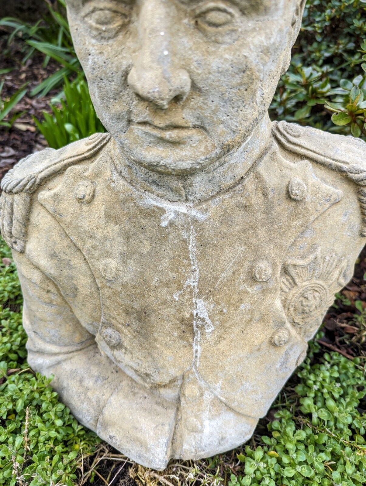 Vintage Napoleon Bonaparte Garden Bust Ornemant English Stone Delivery Available