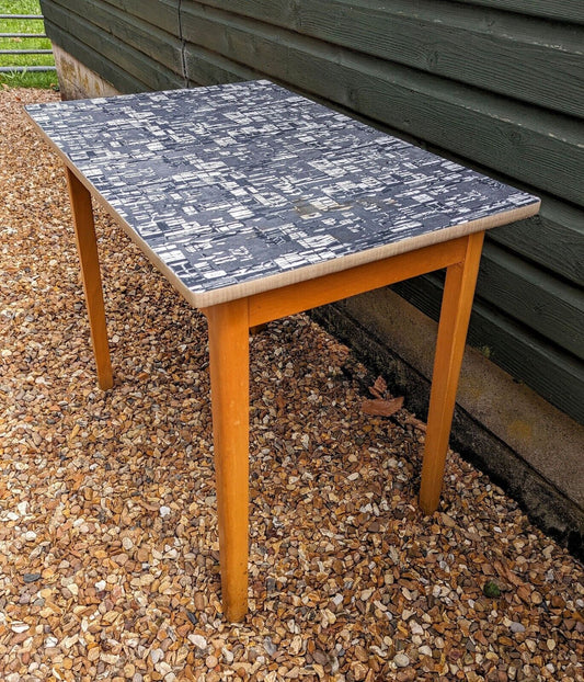 Vintage monochrome Formica top mid century table - Free UK Delivery